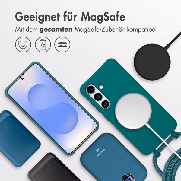 imoshion Color Backcover mit abnehmbarem Handykette und MagSafe Samsung Galaxy S24 / S25 - Dunkelgrün