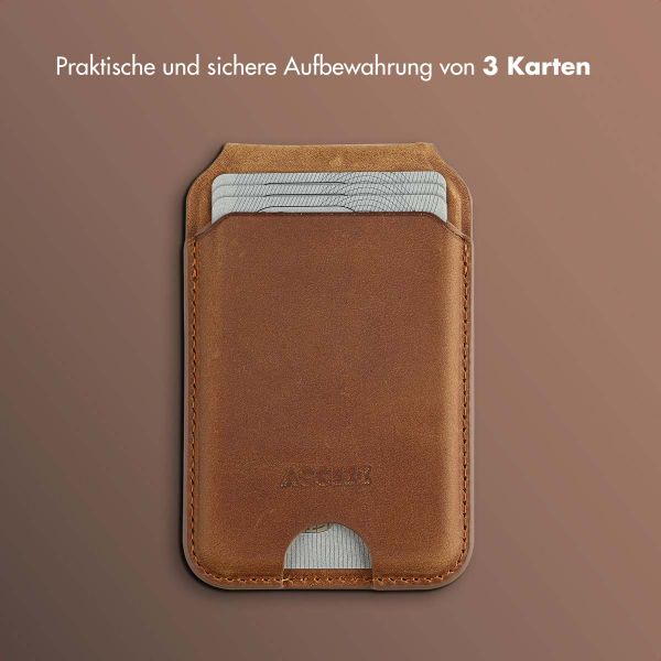 Accezz Vintage Leder MagSafe Kartenhalter mit Ständer - Tobacco Cognac