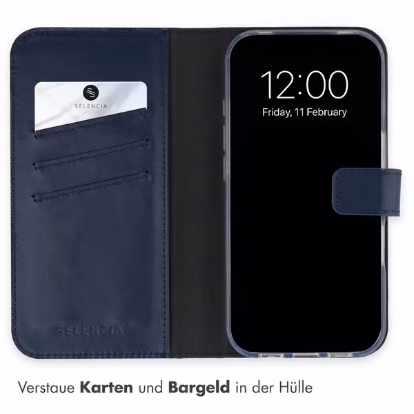 Selencia Echtleder Klapphülle Apple iPhone 18 Pro / 17 Pro - Blau