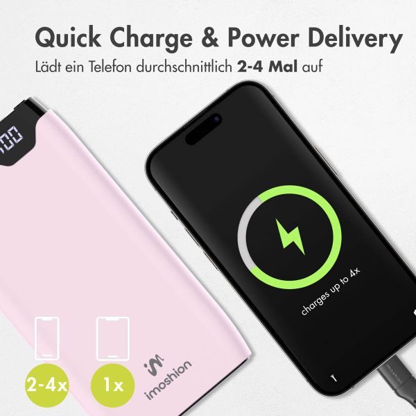 imoshion Powerbank - 20.000 mAh - Schnelles Aufladen und Power Delivery - Rosa