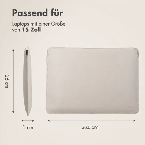 Accezz Leder Laptop Hülle 15 Zoll - Laptop Sleeve - Beige