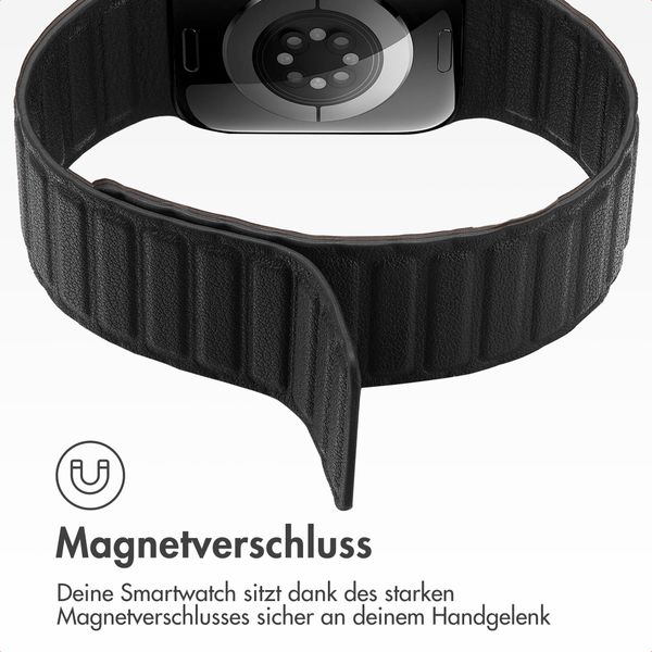 Accezz Magnetisches Echtlederarmband für Apple Watch | 38/40/41/42 mm - Schwarz