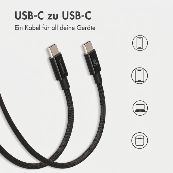 imoshion Braided USB-C-zu-USB-C-Kabel 100 W - 2 Meter - Schwarz