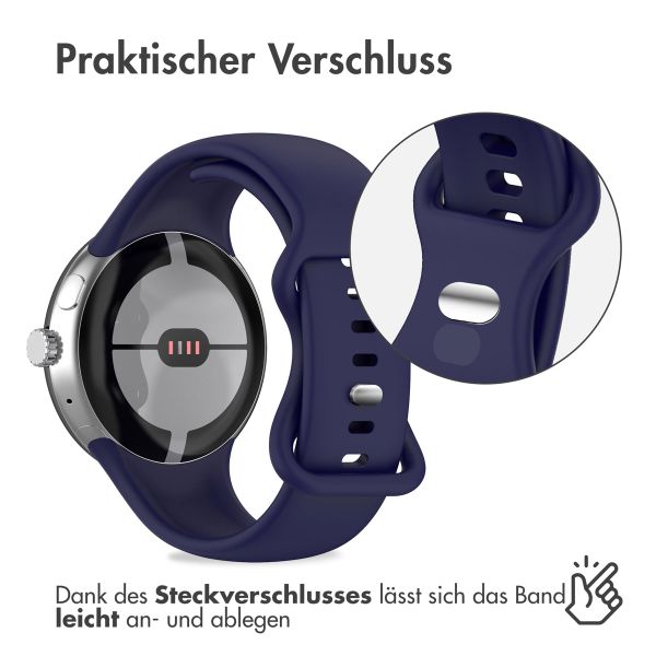 imoshion Silikon-Armband⁺ für  Google Pixel Watch / Watch 2 / Watch 3 / Watch 4 (41 mm) - Größe L - Dunkelblau