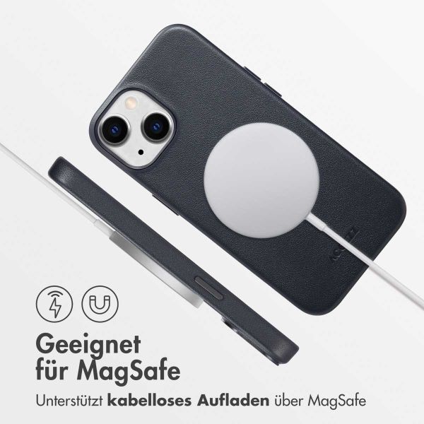 Accezz MagSafe Leather Backcover für das iPhone 14 - Onyx Black