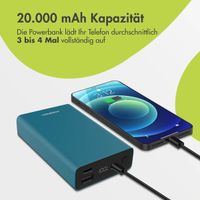 imoshion Ultra Series Aluminium Powerbank 20.000 mAh - Schnellladen bis 33W - Petrol Green