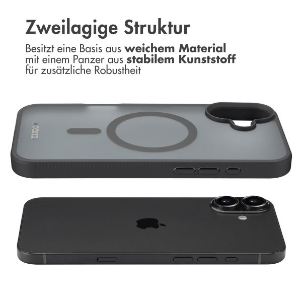 Accezz Rugged Frosted Back Cover mit MagSafe für das iPhone 16 Plus - Schwarz