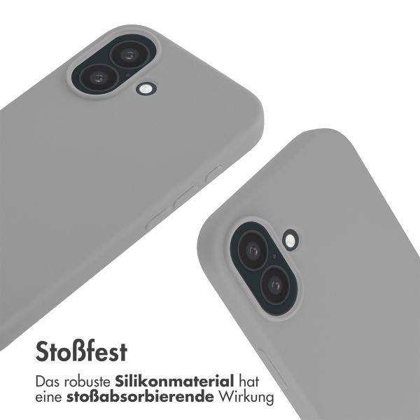 imoshion Silikonhülle mit Band für das iPhone 16 - Hellgrau