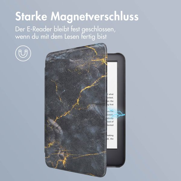 imoshion Design Slim Hard Case Klapphülle Amazon Kindle (2024) / Amazon Kindle (2022) 11th gen - Black Marble