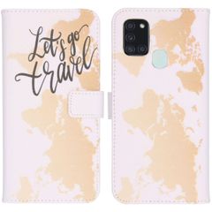 imoshion Design TPU Klapphülle Galaxy A21s -Let's Go Travel White