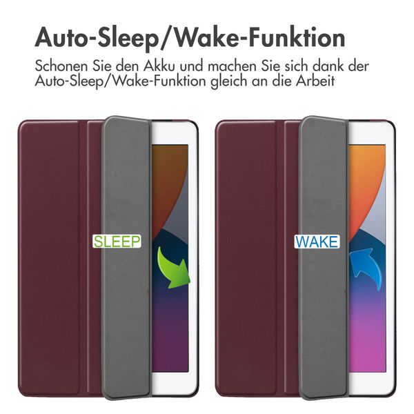 imoshion Trifold Klapphülle Apple iPad 9 (2021) 10.2 Zoll / iPad 8 (2020) 10.2 Zoll / iPad 7 (2019) 10.2 Zoll - Bordeaux