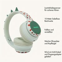 imoshion Kabellose Kinderkopfhörer Dino LED Light - Dezibelbegrenzer - Mit AUX-Kabel - Brown / Orange