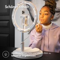 imoshion LED-Ringlicht – Ringleuchte Smartphone – Ringlicht mit Stativ – Verstellbar - Weiß