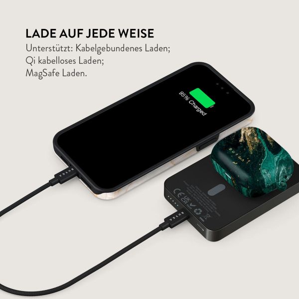 Burga Magnetische Powerbank 5.000 mAh - Geeignet für MagSafe und Qi2 - Emerald Pool / Gunmetal