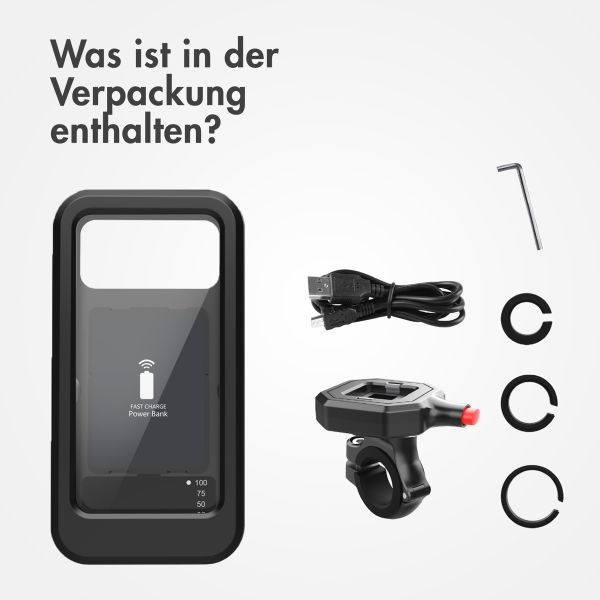 imoshion Handyhalterung für Fahrrad mit powerbank - spritzwassergeschützt – 5000 mAh – Schwarz