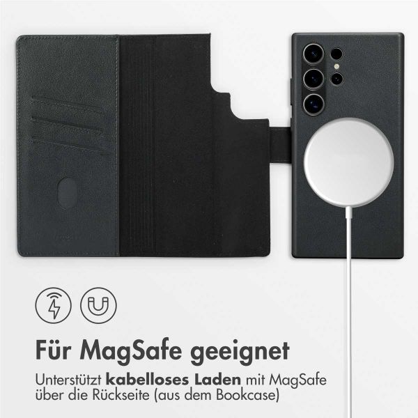 Accezz 2-in-1 Klapphülle aus Leder mit MagSafe für das Samsung Galaxy S24 Ultra - Onyx Black