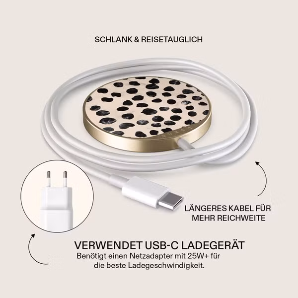 Burga Kabelloses magnetisches Ladegerät - MagSafe und Qi2 - Almond Latte / Gold