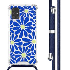 imoshion Design Hülle mit Band Samsung Galaxy A51 - Cobalt Blue Flowers Connect