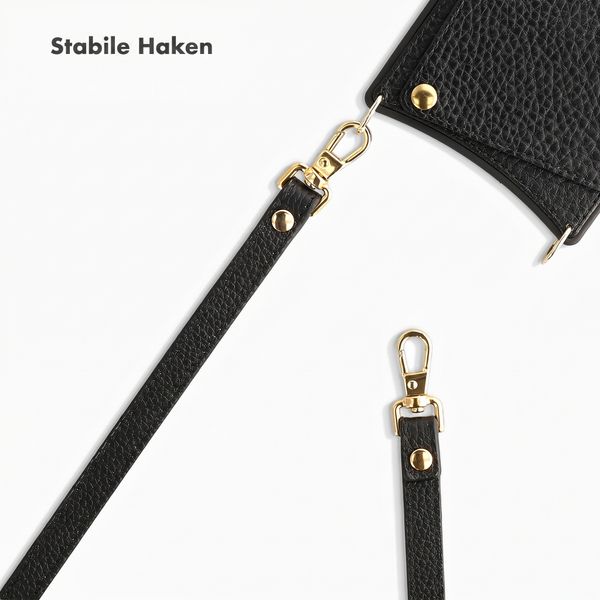 Selencia Crossbody-Telefonband aus echtem Leder - Schwarz