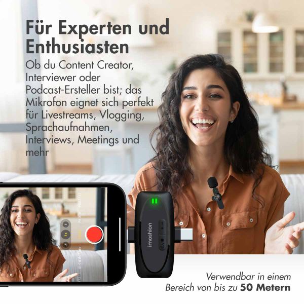 imoshion Mikrofon für Telefon - Ansteckmikrofon - Kabellos - Bluetooth / Lightning / USB-C