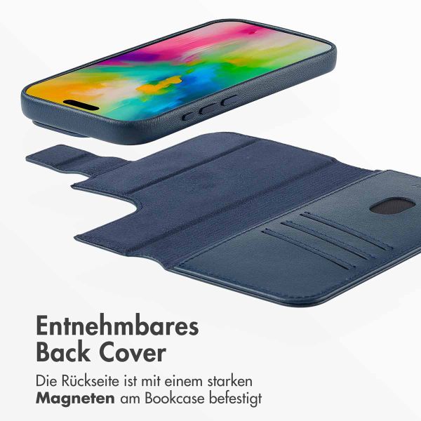 Accezz 2-in-1 Klapphülle aus Leder mit MagSafe für das iPhone 16 Pro - Nightfall Blue