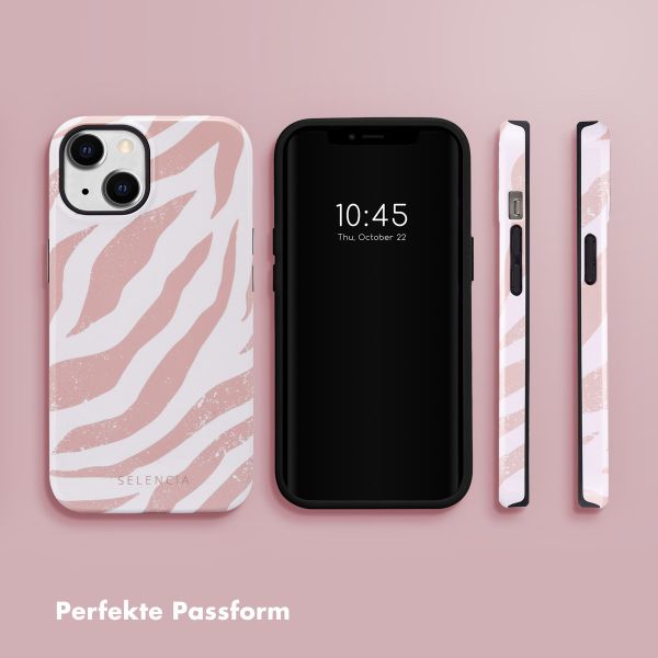 Selencia Vivid Tough Back Cover für das iPhone 14 - Colorful Zebra Old Pink