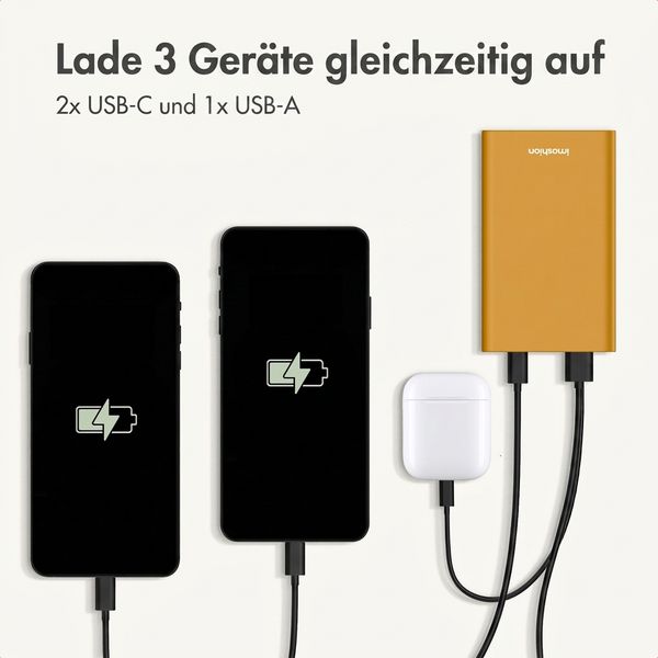 imoshion Ultra Series Aluminium Powerbank 20.000 mAh - Schnellladen bis 33W - Gold