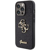 Guess 4G Metal Logo Back Cover mit Glitter Apple iPhone 15 Pro - Schwarz