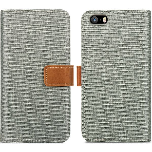 imoshion Luxuriöse Canvas-Klapphülle iPhone SE / 5 / 5s - Grau