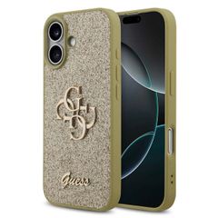 Guess 4G Metal Logo Back Cover mit Glitter Apple iPhone 17 - Gold
