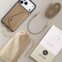 Selencia Sera HandyHülle mit Kordel und Umschlag-Kartenhalter Apple iPhone 18 Pro / 17 Pro - Taupe