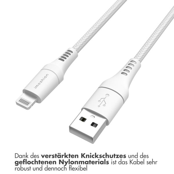 imoshion ﻿Lightning- auf USB-Kabel – nicht MFi-zertifiziert  – Geflochtenes Gewebe  – 1 m – Weiß