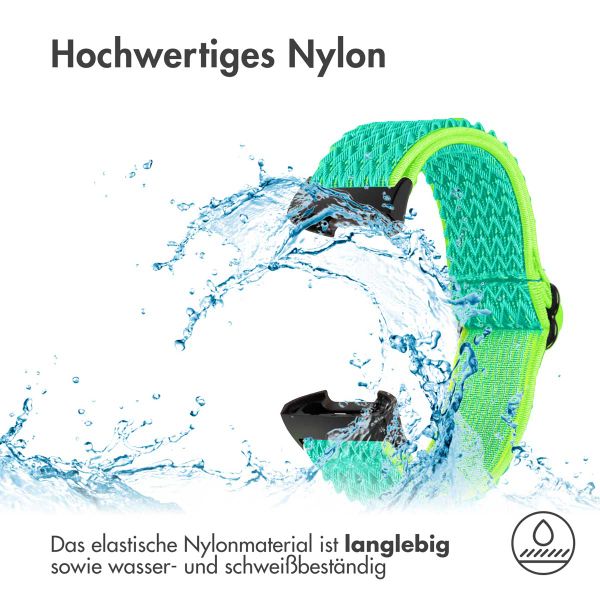 imoshion Elastisches Nylonarmband für das  Fitbit Charge 3 / 4 - Green & Yellow