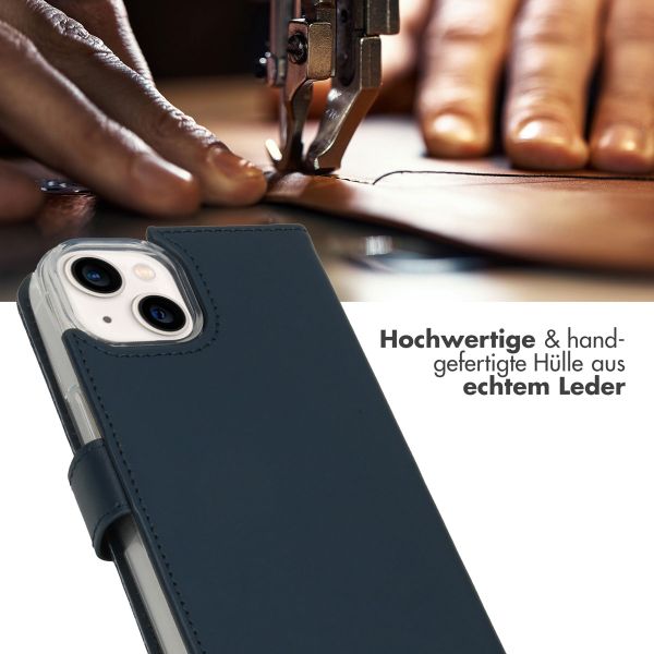 Selencia Echtleder Klapphülle iPhone 14 - Blau