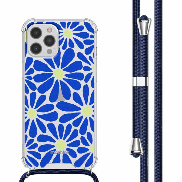 imoshion Design Hülle mit Band Apple iPhone 12 (Pro) - Cobalt Blue Flowers Connect
