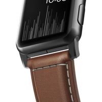 Nomad Traditionelles Lederarmband für die Apple Watch Series 1 bis 10 / SE / Ultra (2) (44/45/46/49 mm) - Braun/Schwarz