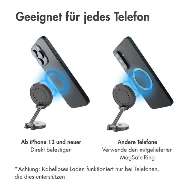 imoshion Handyhalterung für das Auto mit MagSafe - Kabelloses Ladegerät - Armaturenbrett - Schwarz