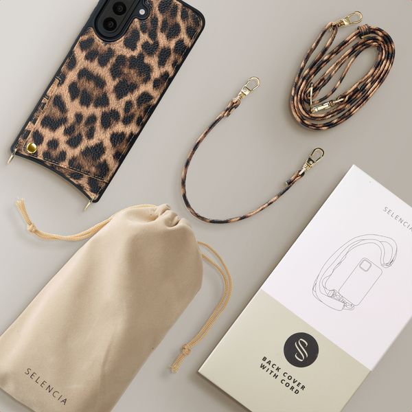 Selencia Nova HandyHülle mit Kordel und Kartenhalter Samsung Galaxy A57 (5G) - Leopard