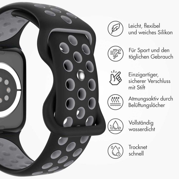 imoshion Sportarmband⁺ für die Apple Watch Series 1 bis 9 / SE (38/40/41 mm) | Series 10 (42 mm) - Größe M/L - Black & Anthracite