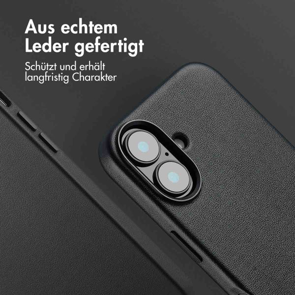 Accezz MagSafe Leather Backcover für das iPhone 16 - Onyx Black