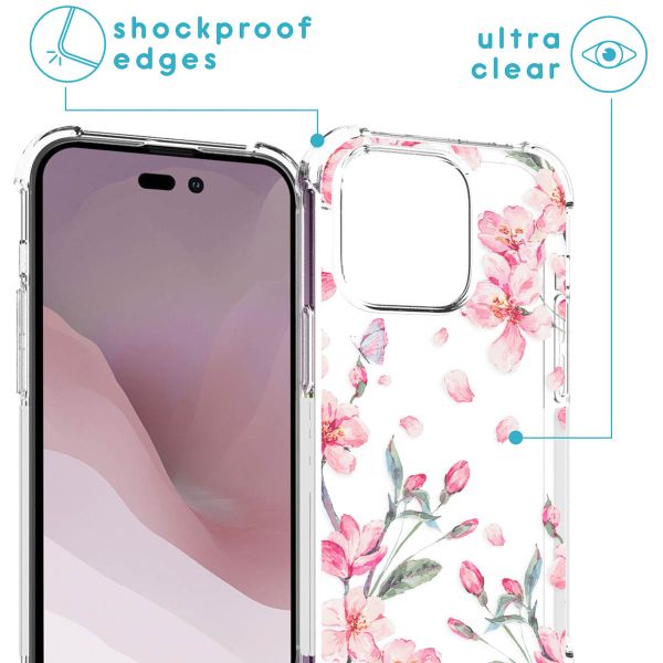 imoshion Design Hülle mit Band für das iPhone 14 Pro - Blossom Watercolor