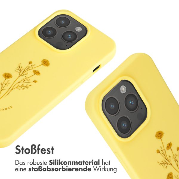 imoshion Silikonhülle design mit Band für das iPhone 15 Pro - Flower Yellow