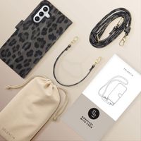 Selencia Sabi Klapphülle mit Leopardenmuster Samsung Galaxy A55 - Midnight Black