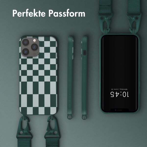 Selencia SilikonHülle design mit abnehmbarem Band Apple iPhone 13 Pro Max - Irregular Check Green