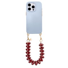 Selencia Rivièra MagSafe Backcover mit abnehmbaren Haken für das Apple iPhone 16 Pro Max - Powder Blue + Lova Handykette - Burgundy