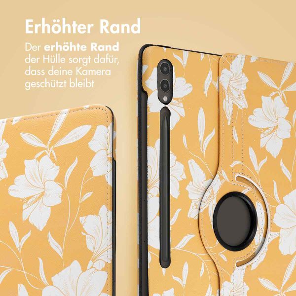 imoshion 360° drehbare Design Klapphülle für das Samsung Galaxy Tab S10 Ultra / Tab S9 Ultra - Yellow Flowers