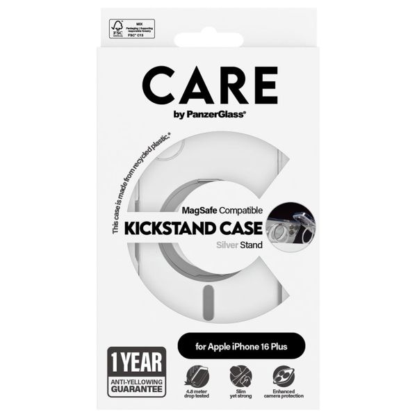 CARE by PanzerGlass Kickstand Case MagSafe für das iPhone 16 Plus - Silber