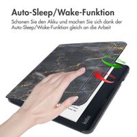 imoshion Design Slim Hard Case Sleepcover mit Stand Kobo Libra 2 / Tolino Vision 6 - Black Marble