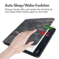 imoshion Design Slim Hard Case Sleepcover mit Stand für das Kobo Libra 2 / Tolino Vision 6 - Black Marble