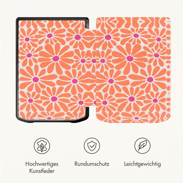 imoshion Design Slim Hard Case Klapphülle Pocketbook Verse / Verse Lite / Verse Pro / Vivlio Light / Light HD - Orange Flowers Connect